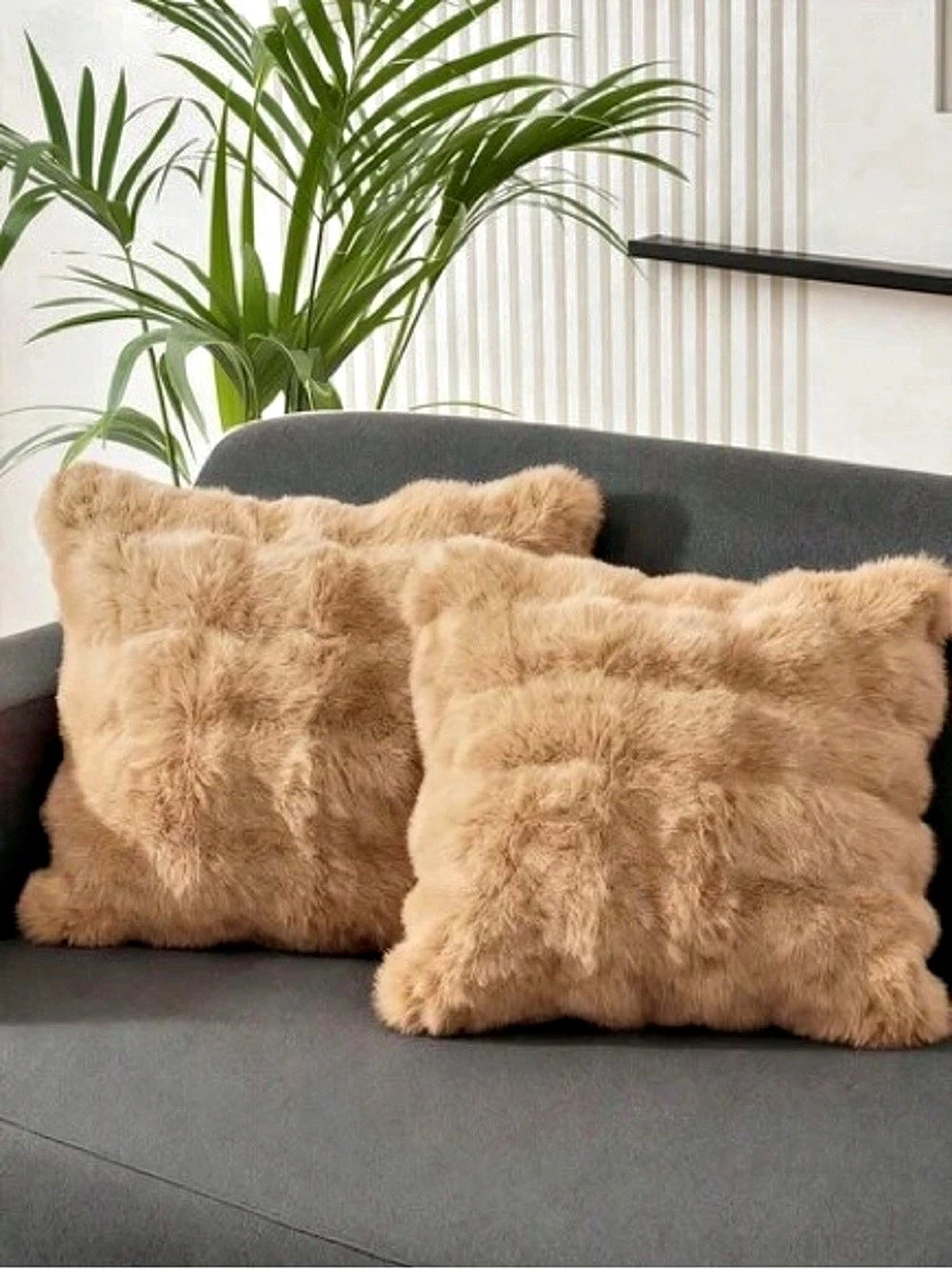 Faux Fur Accent Pillow in Brown
